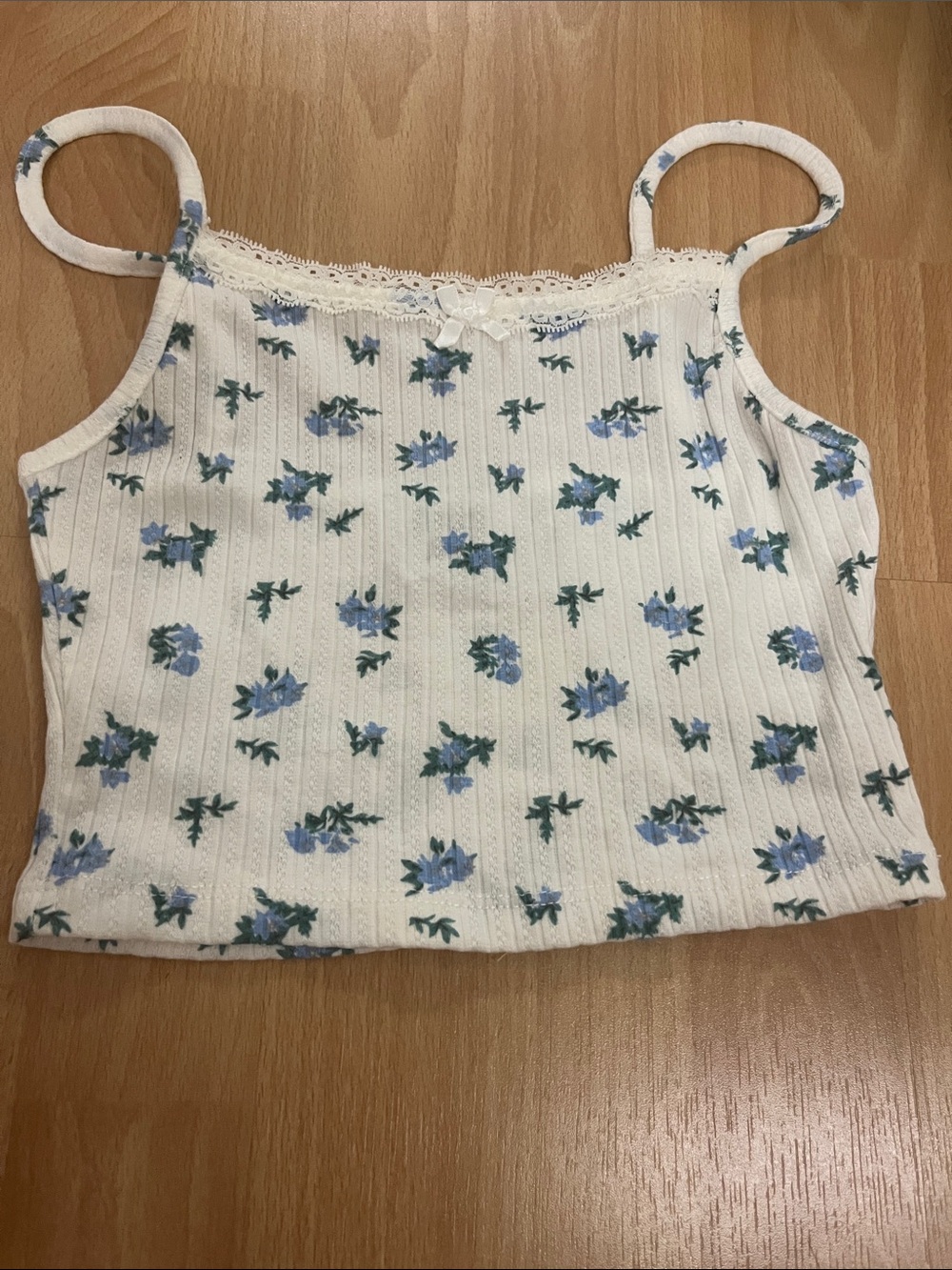 Princess Polly floral pointelle cami crop top US 2